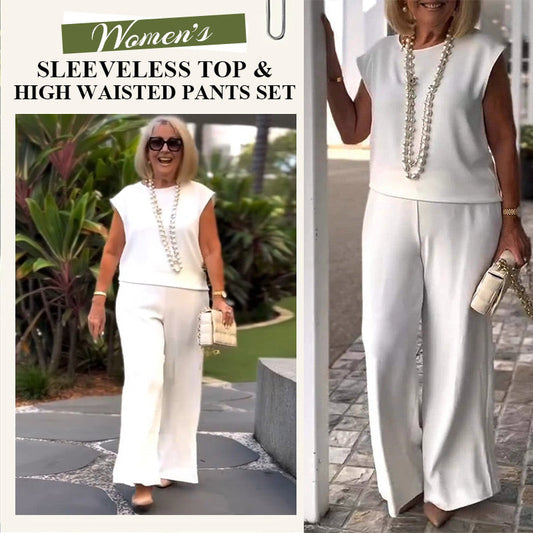 💐 Dámský top bez rukávů s výstřihem a kalhoty v ceně