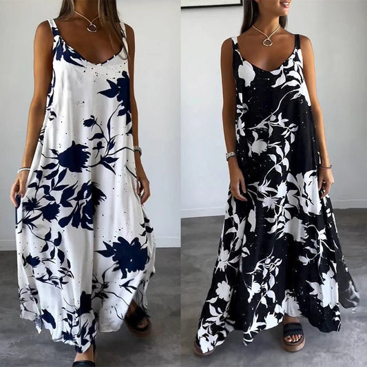 🔥👗Bavlněné květinové dámské šaty bez rukávů✨