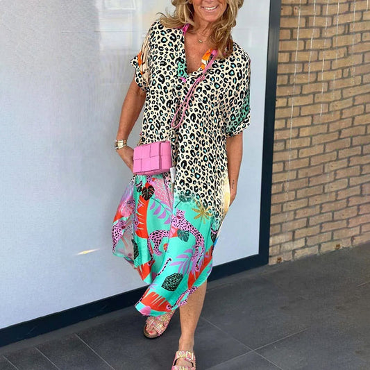 ✨Maminčiny oblíbené prodyšné šaty s potiskem a volným výstřihem do V