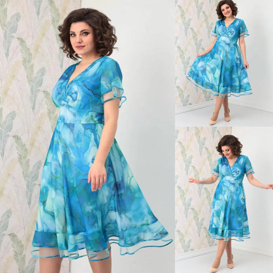 Women's Flowy Wrap Midi Dress