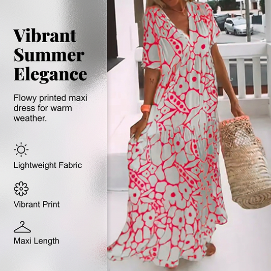 Women's Casual V-Neck Floral Print Dress