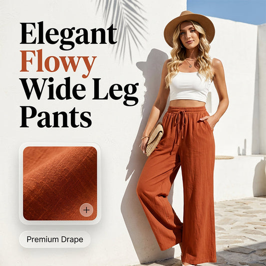 Dámské volnočasové kalhoty s vysokým pasem a širokými nohavicemi