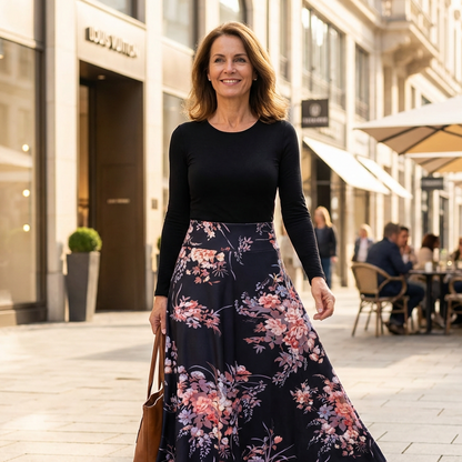 Dámské dlouhé rukávy květinový tisk spojené šaty