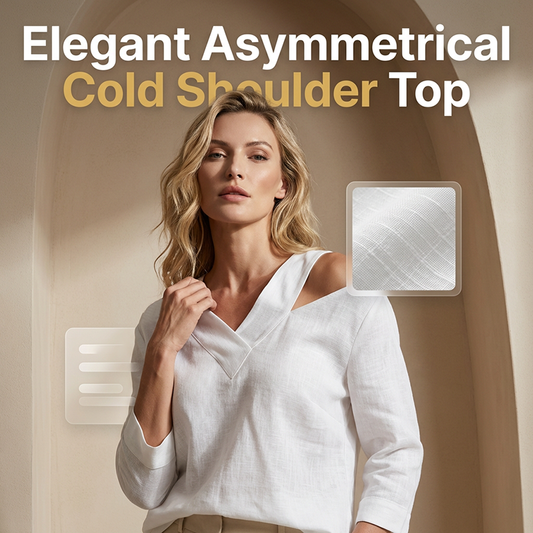 Dámský asymetrický top s V-výstřihem a studeným ramenem